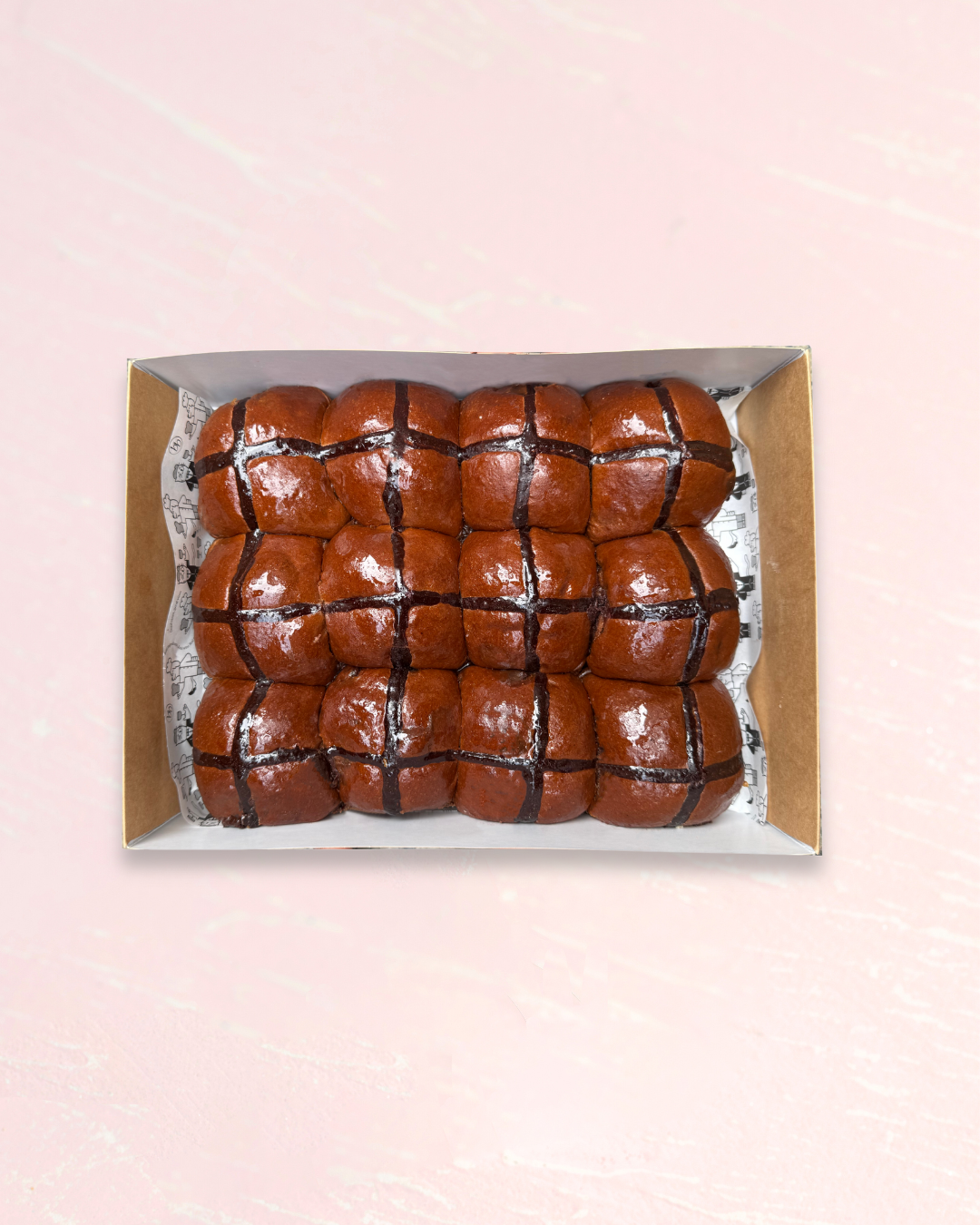 Chocolate hot cross bun Set (12pc)